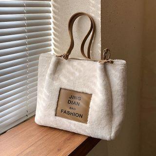 Lettering Fluffy Tote Bag