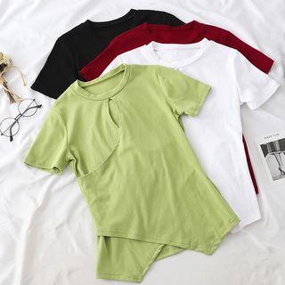 Cut-out Irregular Hem Short-sleeve T-shirt
