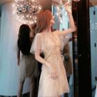 Set: Slipdress + Mesh Faux Pearl Mini A-line Dress