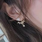 Rhinestone Ear Stud 1 Pair - Ac0148 - White Faux Pearl - Gold - One Size