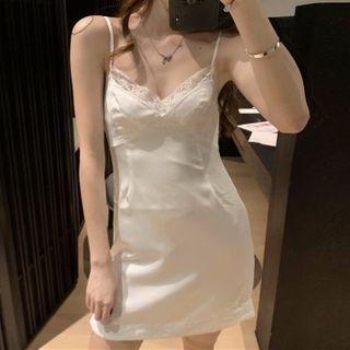 Lace Trim Spaghetti-strap Mini A-line Sleep Dress