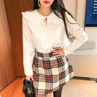 Tie-neck Frilled Sailor-collar Top
