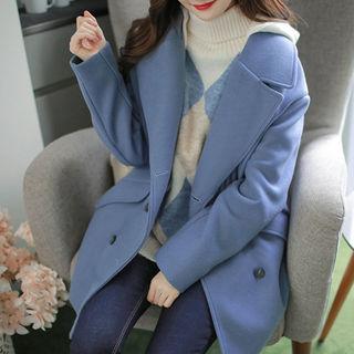 Inset Hooded Vest Loose-fit Coat