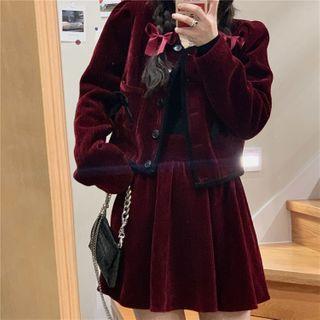 Corduroy Button Jacket / A-line Skirt