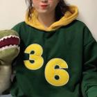 Number Embroidered Hoodie Green - One Size