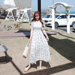 Floral Print A-line Long Dress