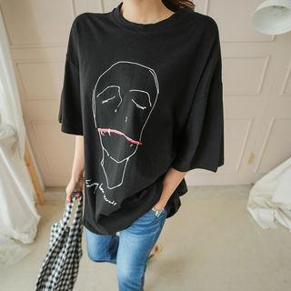 Face Illustration Oversized T-shirt