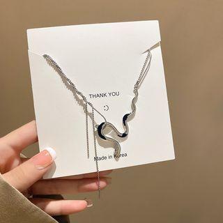 Snake Pendant Necklace Silver - One Size