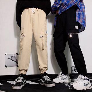 Drawstring Waist Gather-cuff Side Pocket Cargo Pants