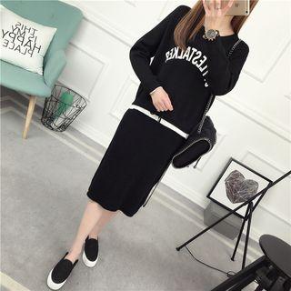 Set : Letter Knit Top + Skirt