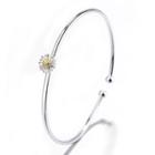 Flower Open Bangle Silver - One Size