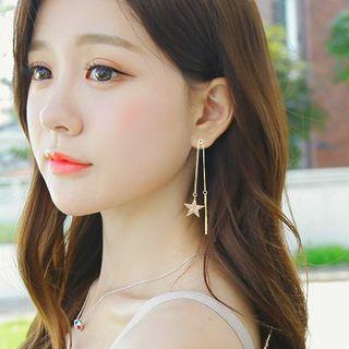 Bar & Star Drop Earring 1 Pair - As Shown In Figure - One Size