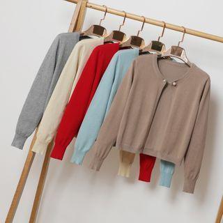 Faux Pearl Open-front Cardigan