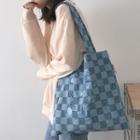 Plaid Denim Shopper Bag Check - Denim Blue - One Size