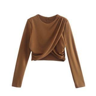 Long-sleeve Crew Neck Crop Top