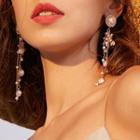 Faux Pearl Rhinestone Fringed Earring 1 Pair - As Shown In Figure - One Size