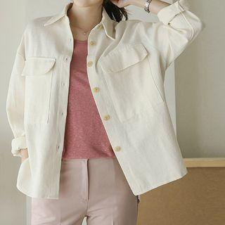 Flap-pocket Boxy Shirt Jacket