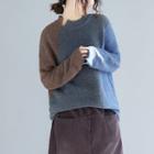 Colored Panel Knit Top As Shown In Figure - One Size