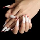 Glitter Trim Faux Nail Tips Sm14201021 - Red & White - One Size