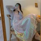 Glitter Strappy A-line Midi Dress / Light Jacket