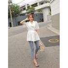 Open-placket Drawstring Shirt