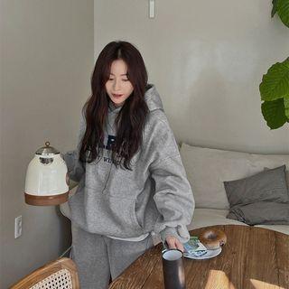 Letter-embroidered Kangaroo Hoodie
