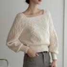Square-neck Cable-knit Cropped Top