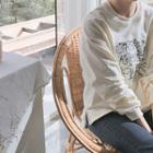 Round-neck Embroidered Pullover Ivory - One Size