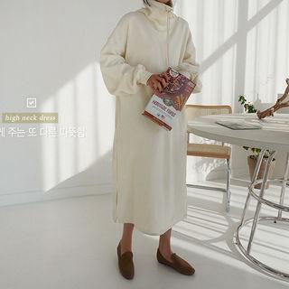 Funnel-neck Long Sweatshirt Dress