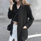 Plain Loose-fit Jacket Black - One Size