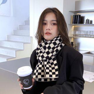 Checker Knit Scarf Black - One Size