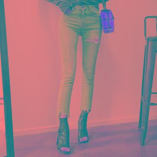 Distressed Slim Straight Leg Jeans