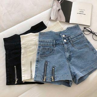 Denim Zipper High-waist Shorts