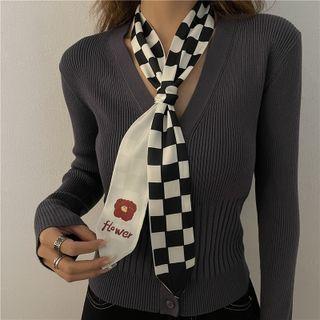 Flower Checker Narrow Scarf