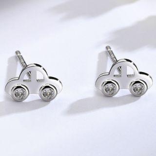 Rhinestone Alloy Car Earring 1 Pair - Silver - One Size