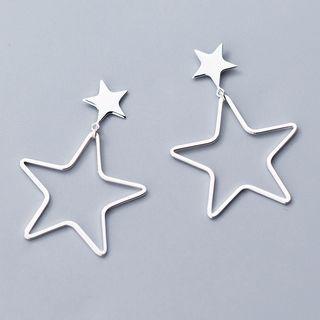 925 Sterling Silver Star Drop Earring As Shown In Figure - One Size