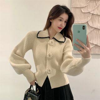 Flower Cardigan Beige - One Size