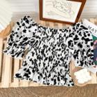 Dairy-cow Smocked Crop Top White - One Size
