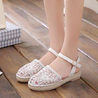 Embroidered Mesh Slingback Sandals