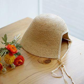 Raffia Bonnet Hat Beige - One Size