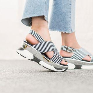 Cross-strap Striped Platform Sandals