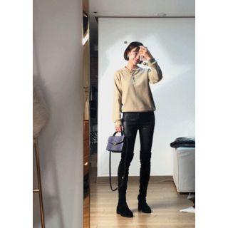 Button-detail Wool Blend Knit Top