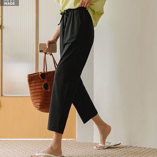 Drawstring Textured Baggy Pants