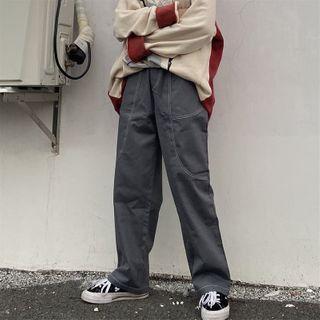 High-waist Stitched Straight-cut Pants