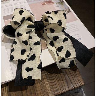 Dotted Fabric Hair Clip Off-white & Black - One Size