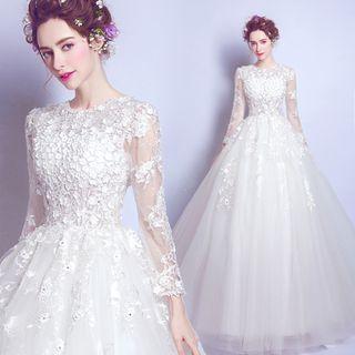 Long-sleeve Lace Wedding Ball Gown