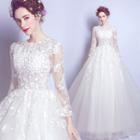 Long-sleeve Lace Wedding Ball Gown