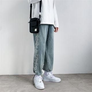 Drawstring-cuff Straight-leg Jeans