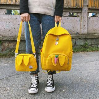 Rabbit Ear Accent Canvas Backpack With Cross Bag