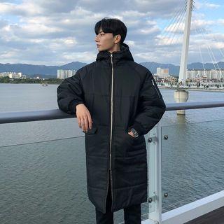Hooded Funnel-neck Long Padded Jacket